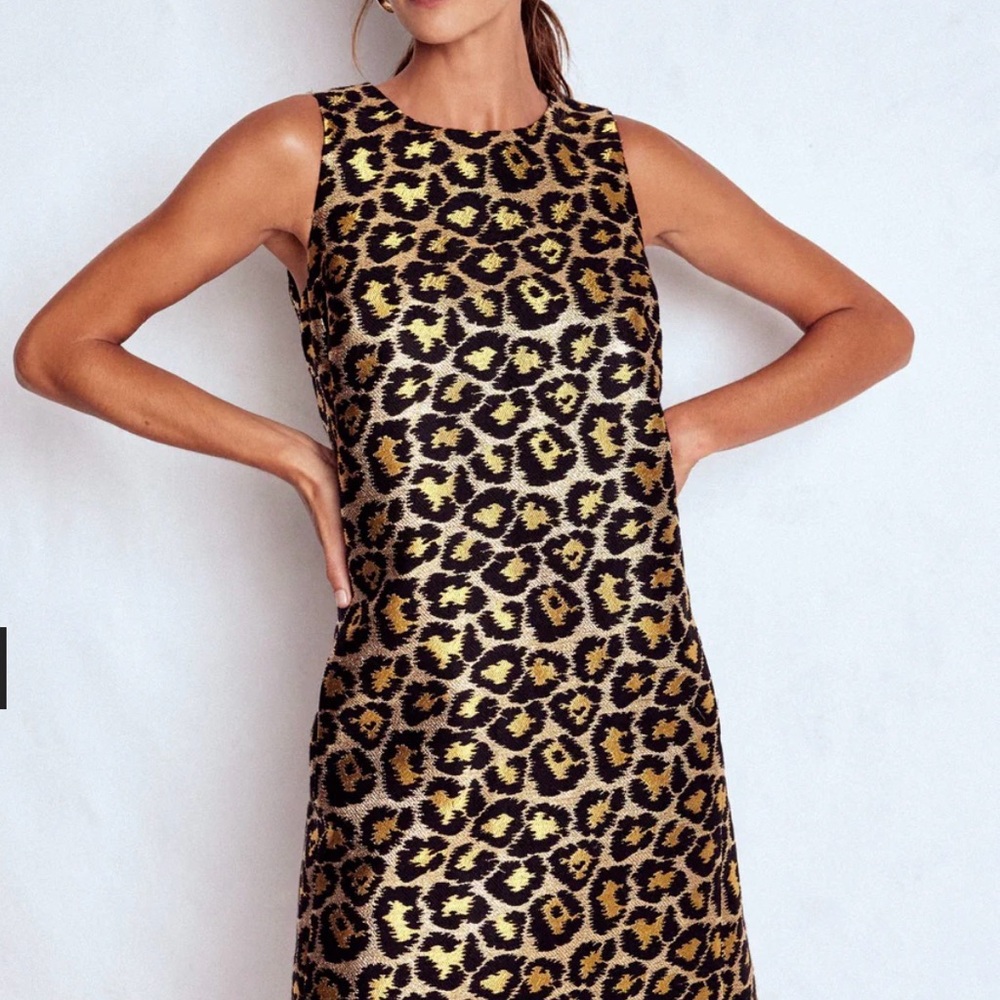 NWT SZ 10 Leopard Print Shift Dress - Gold/Black